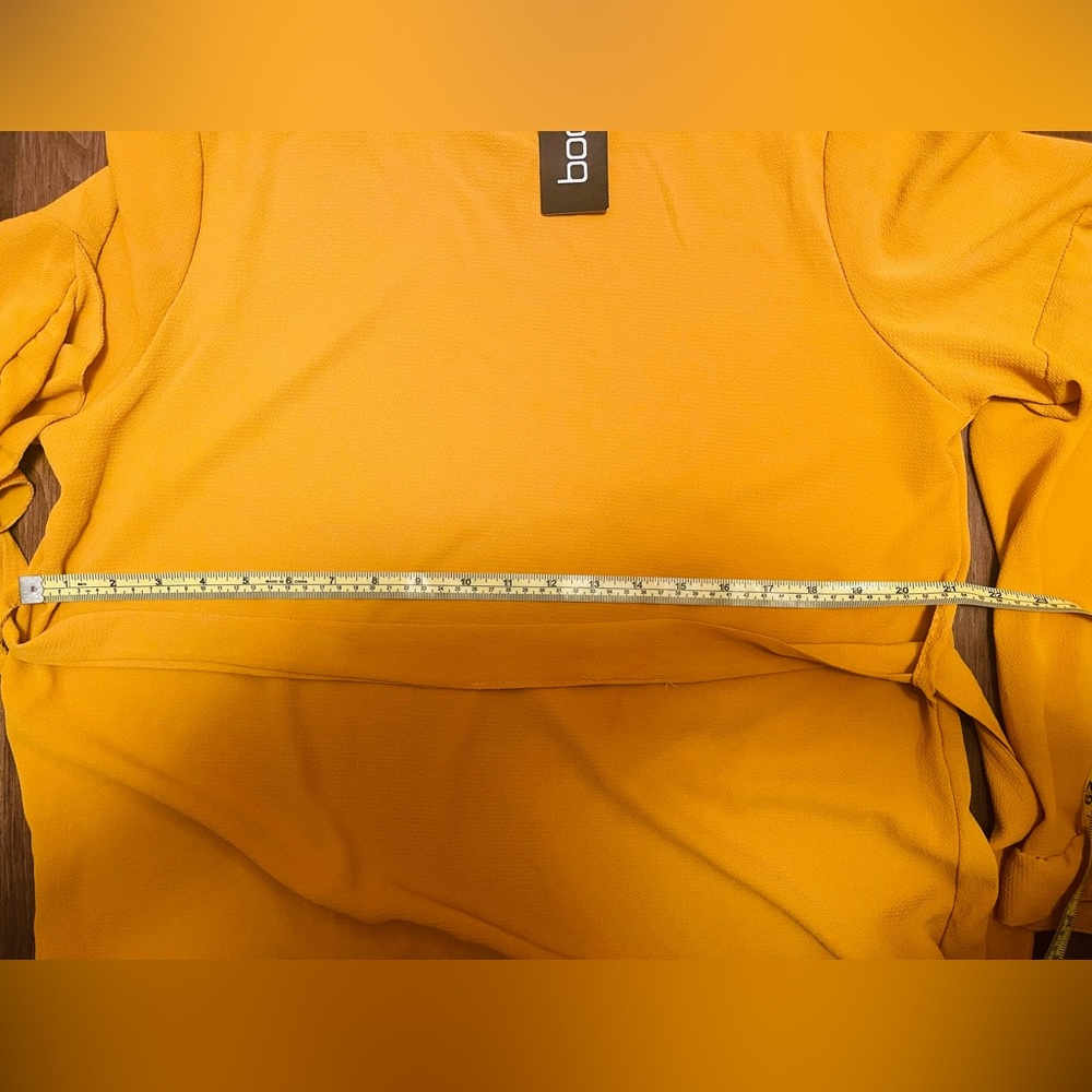 Boohoo Yellow Mini Dress with Ruffle Sleeves - Picture 2 of 7